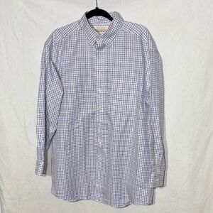 Roundtree & Yorke Purple and White Checkered Button Down Shirt